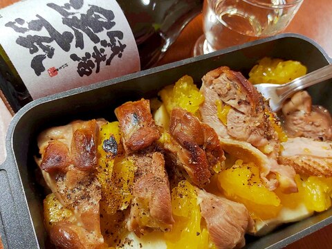 ●須坂市産「渓流」で★ひね鶏山芋みかんの酒蒸し●